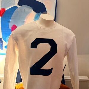 Zara White Long Sleeve Shirt with Navy Graphic